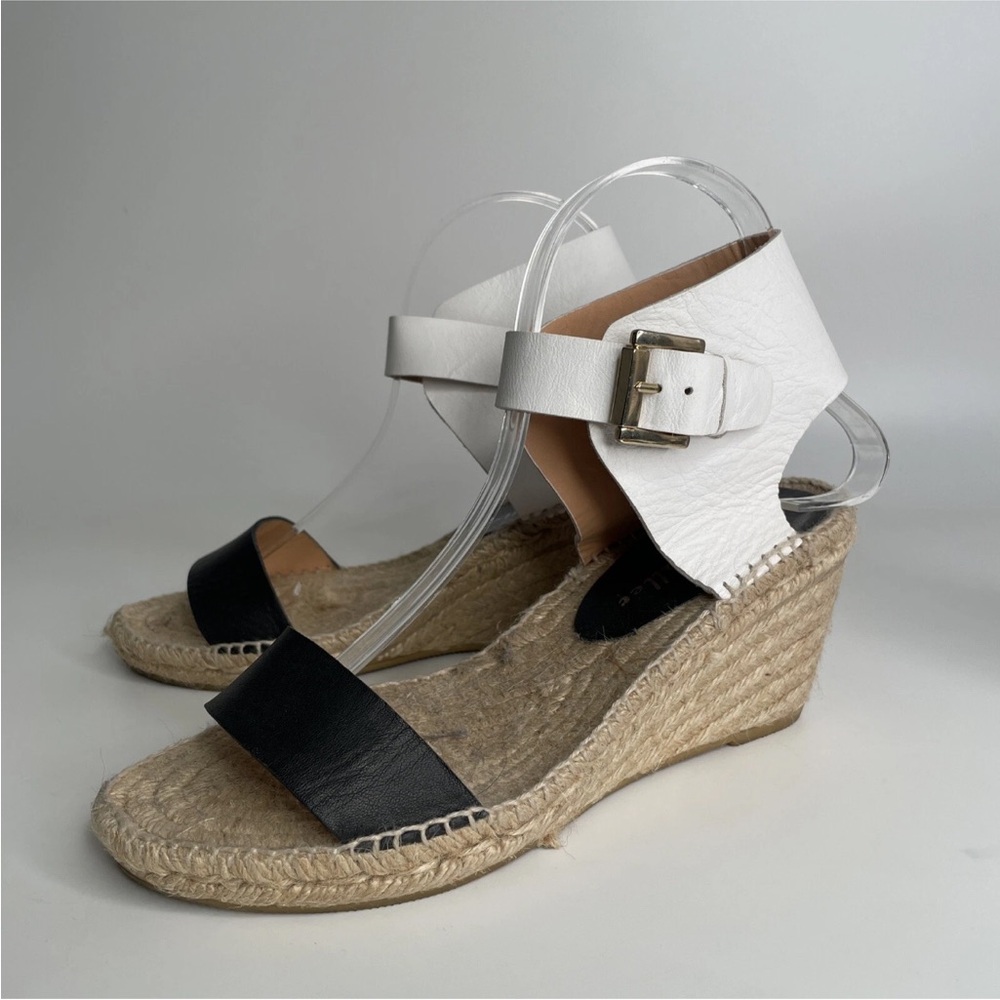 Bettye Muller NWOT Stylish Black and White Espadrille Wedge Sandals